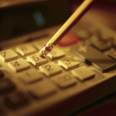 Calculator and pencil